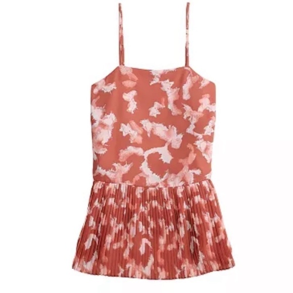 New-nine West Pleated Hem, Strappy Peplum Cami Top Size Small - Picture 1 of 15